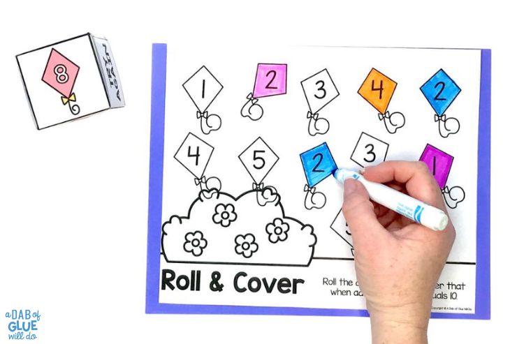 roll & cover and color dice game for kindergarten spring activities 