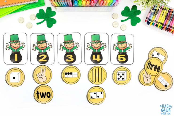 Looking for a fun and educational St. Patrick's Day activity? Try our Number Match-Up math game! Counting numbers 1 to 5
