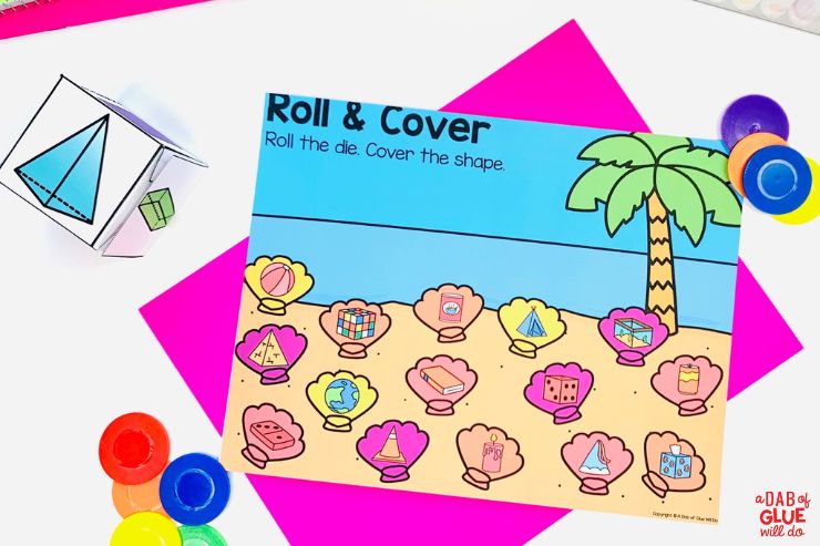 Roll and cover dice game for kindergarten students
