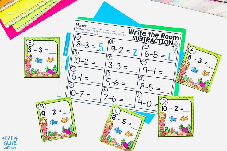 Write the room subtraction worksheets for kindergarten students in May