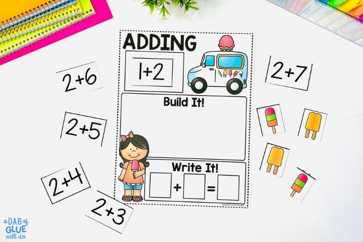 write and wipe adding activity for may prek students