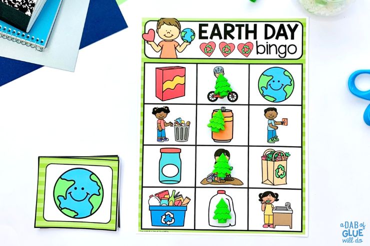 Earth day bingo activity for pre-k students