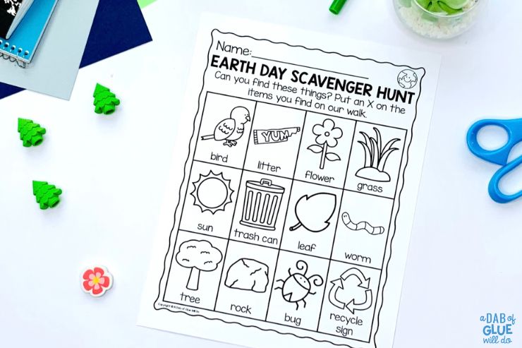 Earth day scavenger hunt printable 