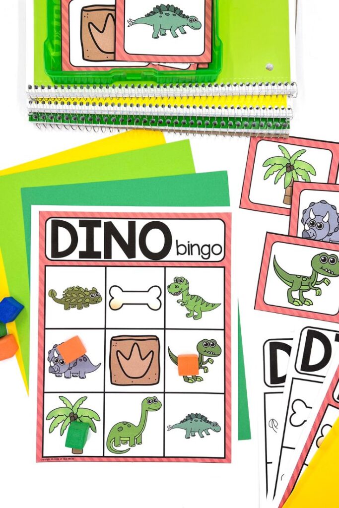 prek dinosaur bingo game