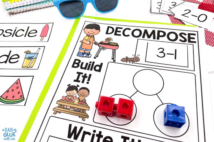June kindergarten build a bug math game for partners