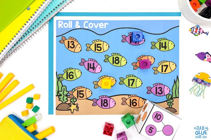 roll and cover dice game for kindergarten in June