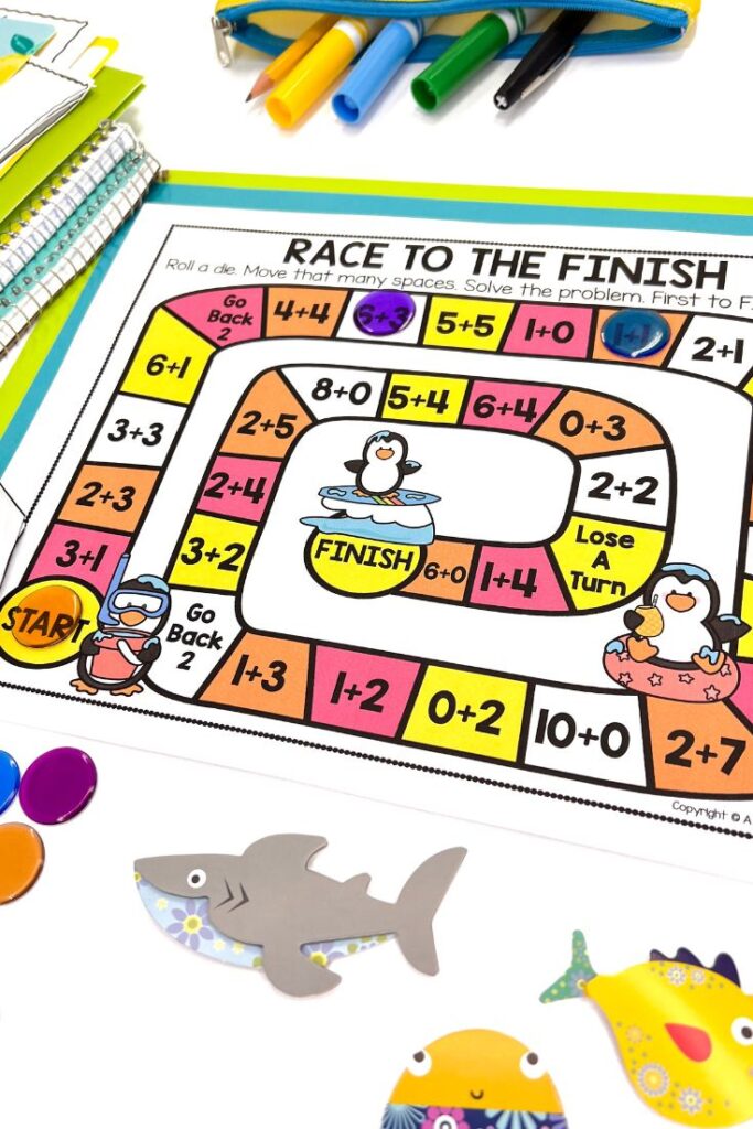 Race to finish partner game for kindergarten 