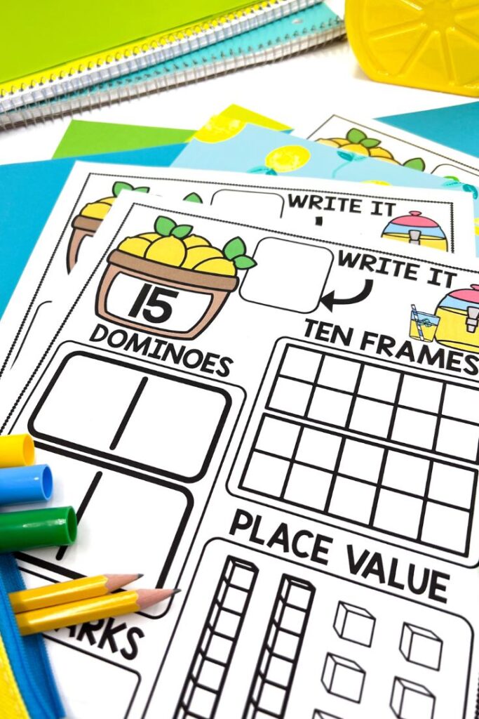 ten frame and place value for kindergarten in June