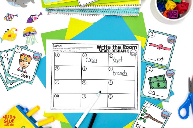 June kindergarten write the room mixed digraphs