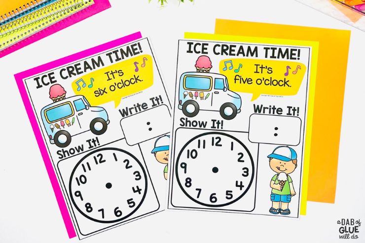 First Grade ice cream time telling