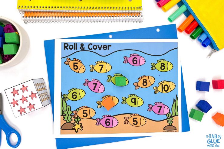 pre-k roll and cover dice game