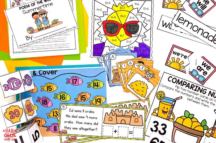 Discover engaging activities in our End-of-Year 1st Grade Math and Literacy Centers for June. Tailored for student success and summertime readiness.