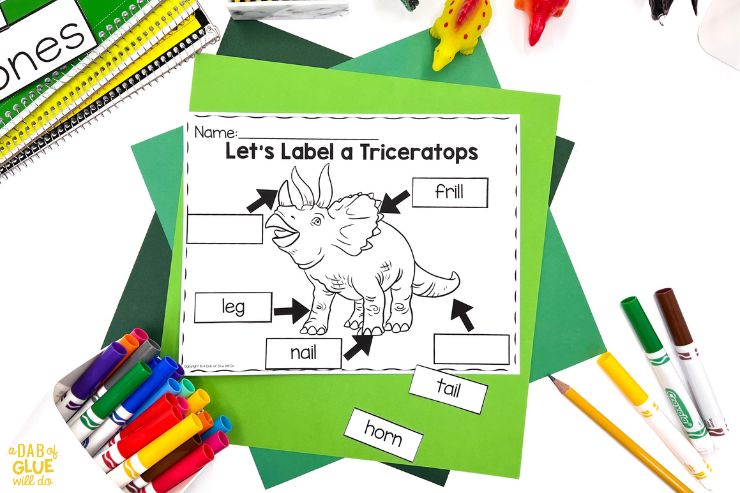 Label a Triceratops for kindergarten