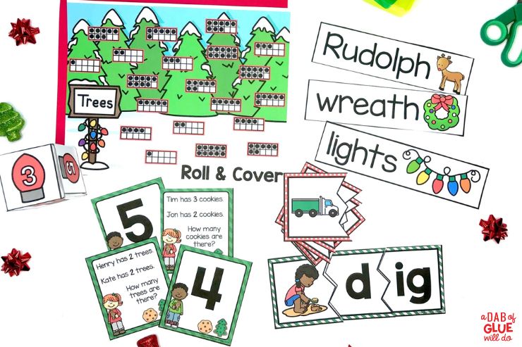 Explore our Festive-Themed December Kindergarten Math & Literacy Centers full of fun and engaging educational activities for young learners.