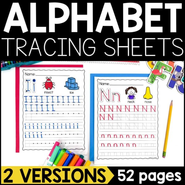 Alphabet Tracing and Handwriting Worksheets - A Dab of Glue Will Do