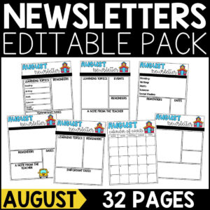 August Newsletter Editable Pack