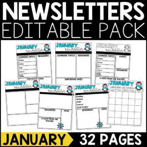 January Newsletter Editable Pack